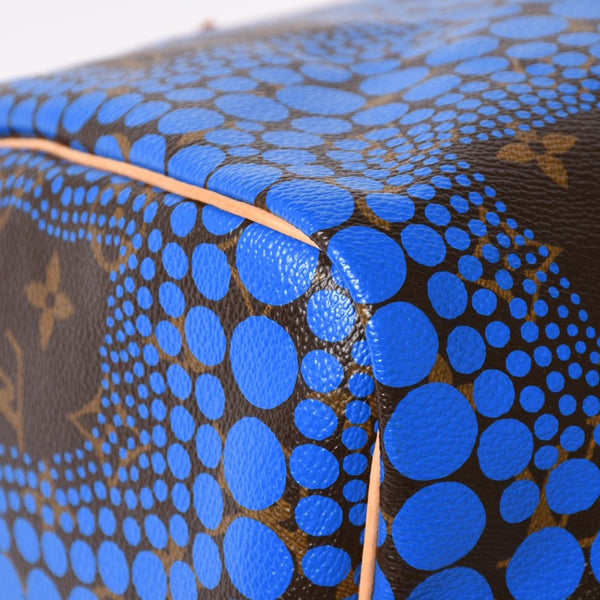 極美品 LOUIS VUITTON ルイヴィトン スピーディ30 ハンドバッグ M40691 モノグラム パンプキンドット 草間彌生 ブルー 中古 4a003662