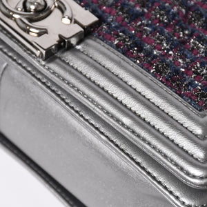 Very Good Condition CHANEL Boy Chanel Chain Shoulder Bag No. 20 Tweed Leather Silver Hardware Used 4a003664