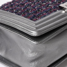 Load image into Gallery viewer, 極美品 CHANEL シャネル ボーイシャネル チェーンショルダーバッグ 20番台 ツイード レザー シルバー金具 中古 4a003664