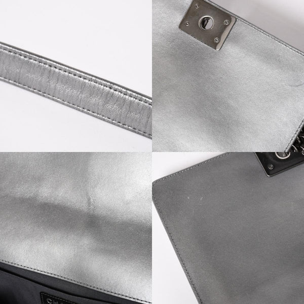 Very Good Condition CHANEL Boy Chanel Chain Shoulder Bag No. 20 Tweed Leather Silver Hardware Used 4a003664