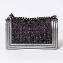 Load image into Gallery viewer, 極美品 CHANEL シャネル ボーイシャネル チェーンショルダーバッグ 20番台 ツイード レザー シルバー金具 中古 4a003664