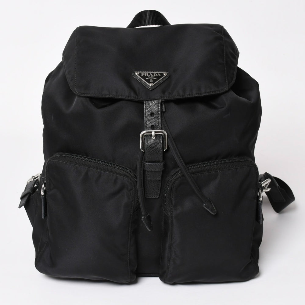 極美品 PRADA プラダ リュック ショルダーバッグ ナイロン シルバー金具 三角ロゴ サフィアーノ 中古 4a003693