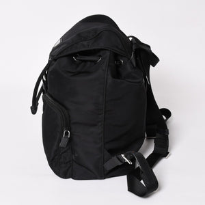 Very good condition PRADA Rucksack Shoulder Bag Nylon Silver Metal Fittings Triangle Logo Saffiano Used 4a003693