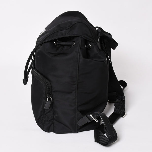 Very good condition PRADA Rucksack Shoulder Bag Nylon Silver Metal Fittings Triangle Logo Saffiano Used 4a003693