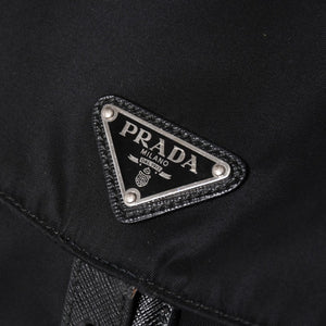 Very good condition PRADA Rucksack Shoulder Bag Nylon Silver Metal Fittings Triangle Logo Saffiano Used 4a003693