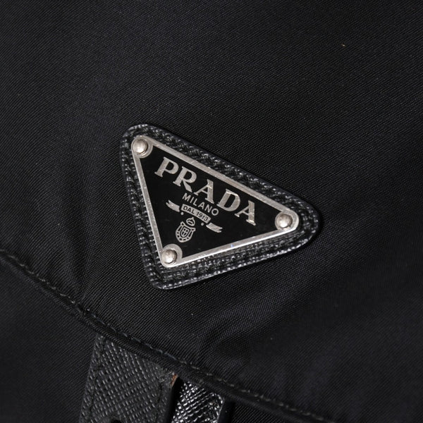 Very good condition PRADA Rucksack Shoulder Bag Nylon Silver Metal Fittings Triangle Logo Saffiano Used 4a003693