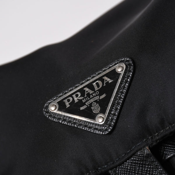 Very good condition PRADA Rucksack Shoulder Bag Nylon Silver Metal Fittings Triangle Logo Saffiano Used 4a003693