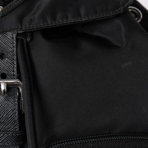 Very good condition PRADA Rucksack Shoulder Bag Nylon Silver Metal Fittings Triangle Logo Saffiano Used 4a003693