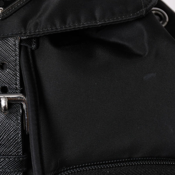 Very good condition PRADA Rucksack Shoulder Bag Nylon Silver Metal Fittings Triangle Logo Saffiano Used 4a003693