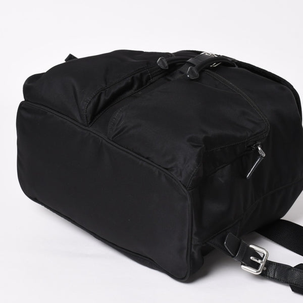 Very good condition PRADA Rucksack Shoulder Bag Nylon Silver Metal Fittings Triangle Logo Saffiano Used 4a003693