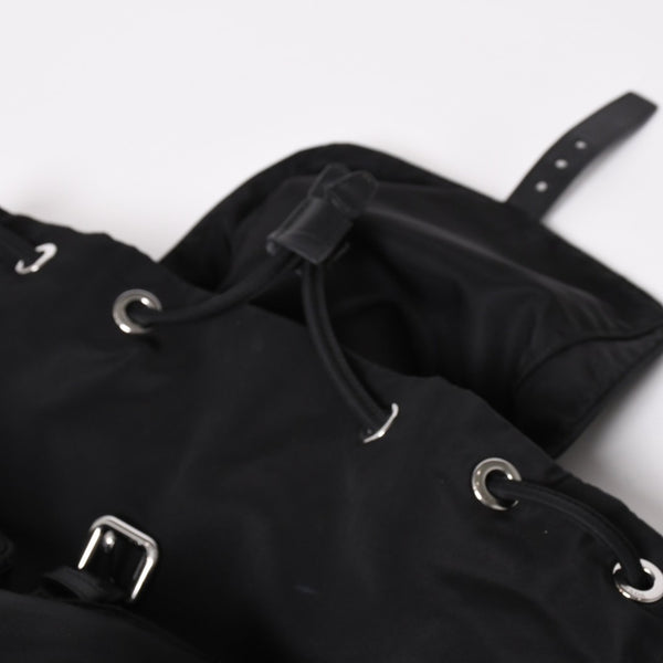 Very good condition PRADA Rucksack Shoulder Bag Nylon Silver Metal Fittings Triangle Logo Saffiano Used 4a003693