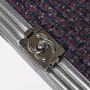 Very Good Condition CHANEL Boy Chanel Chain Shoulder Bag No. 20 Tweed Leather Silver Hardware Used 4a003664