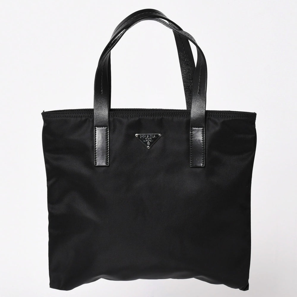 極美品 PRADA プラダ Re-Nylon ミニトートバッグ BN0332 テスートナイロン レザー ブラック トライアングルロゴプレート 31サイズ 中古 4a003666