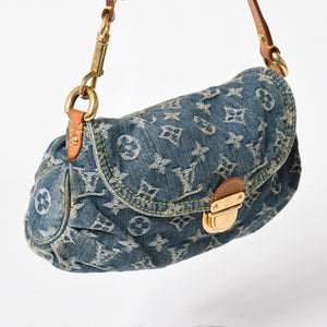 LOUIS VUITTON ルイヴィトン ミニプリーティ ワンショルダーバッグ M95050 モノグラム デニム インディゴブルー 美品 中古 4a003990