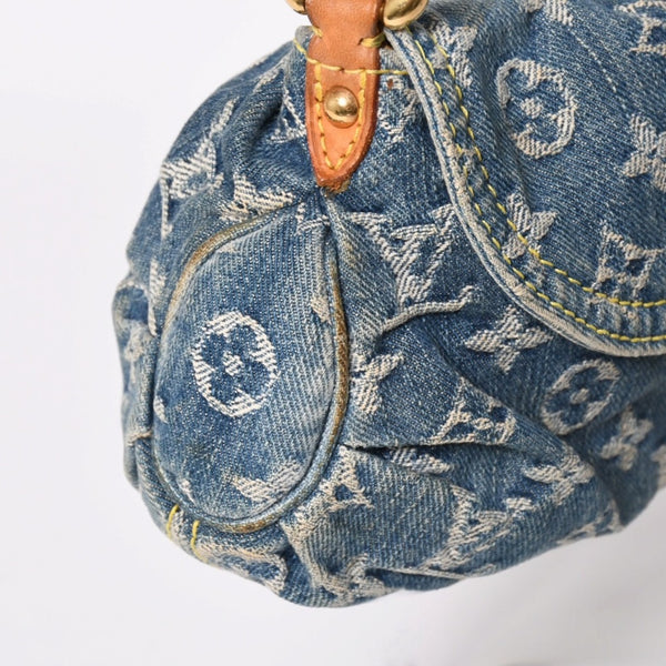 LOUIS VUITTON ルイヴィトン ミニプリーティ ワンショルダーバッグ M95050 モノグラム デニム インディゴブルー 美品 中古 4a003990