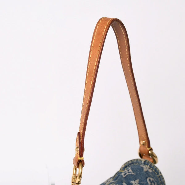 LOUIS VUITTON ルイヴィトン ミニプリーティ ワンショルダーバッグ M95050 モノグラム デニム インディゴブルー 美品 中古 4a003990