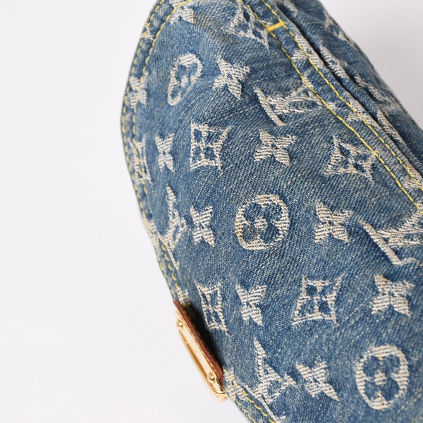 LOUIS VUITTON ルイヴィトン ミニプリーティ ワンショルダーバッグ M95050 モノグラム デニム インディゴブルー 美品 中古 4a003990