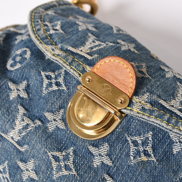 LOUIS VUITTON ルイヴィトン ミニプリーティ ワンショルダーバッグ M95050 モノグラム デニム インディゴブルー 美品 中古 4a003990
