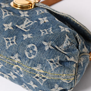LOUIS VUITTON ルイヴィトン ミニプリーティ ワンショルダーバッグ M95050 モノグラム デニム インディゴブルー 美品 中古 4a003990