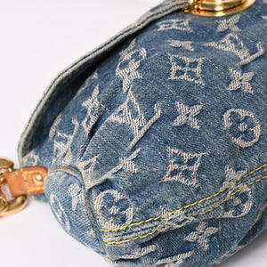LOUIS VUITTON ルイヴィトン ミニプリーティ ワンショルダーバッグ M95050 モノグラム デニム インディゴブルー 美品 中古 4a003990