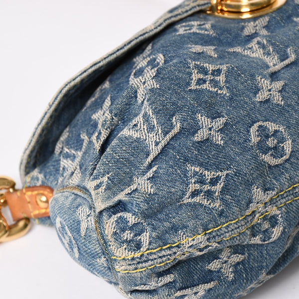 LOUIS VUITTON ルイヴィトン ミニプリーティ ワンショルダーバッグ M95050 モノグラム デニム インディゴブルー 美品 中古 4a003990