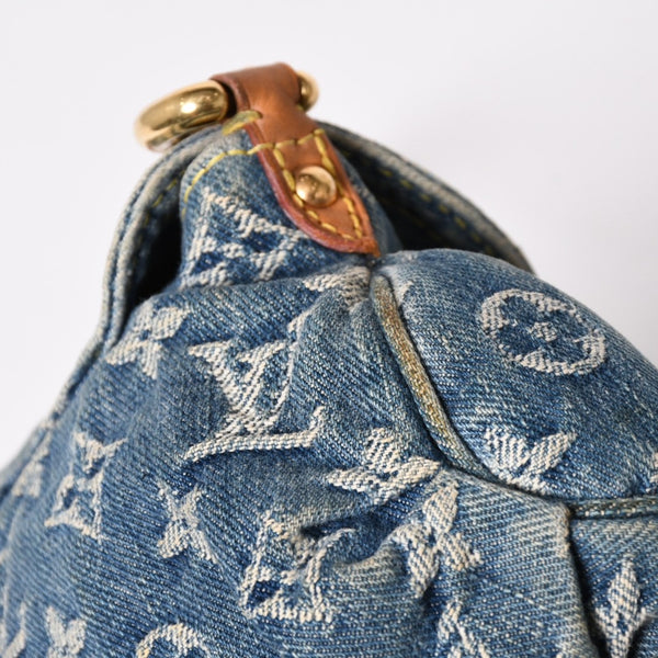 LOUIS VUITTON ルイヴィトン ミニプリーティ ワンショルダーバッグ M95050 モノグラム デニム インディゴブルー 美品 中古 4a003990
