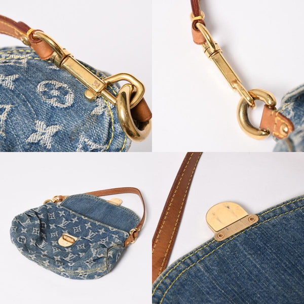 LOUIS VUITTON ルイヴィトン ミニプリーティ ワンショルダーバッグ M95050 モノグラム デニム インディゴブルー 美品 中古 4a003990