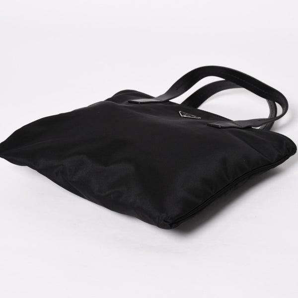 Very Good Condition PRADA Re-Nylon Mini Tote Bag BN0332 Tesuto Nylon Leather Black Triangle Logo Plate 31 Size Used 4a003666