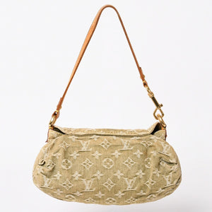 LOUIS VUITTON ルイヴィトン ミニ プリーティ ワンショルダーバッグ M95217 モノグラム デニム カーキ 美品 中古 4a004001