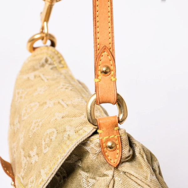 LOUIS VUITTON ルイヴィトン ミニ プリーティ ワンショルダーバッグ M95217 モノグラム デニム カーキ 美品 中古 4a004001