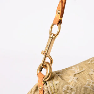 LOUIS VUITTON ルイヴィトン ミニ プリーティ ワンショルダーバッグ M95217 モノグラム デニム カーキ 美品 中古 4a004001