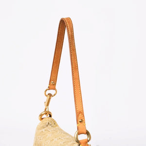 LOUIS VUITTON ルイヴィトン ミニ プリーティ ワンショルダーバッグ M95217 モノグラム デニム カーキ 美品 中古 4a004001