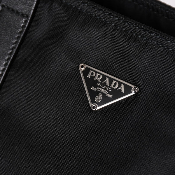 Very Good Condition PRADA Re-Nylon Mini Tote Bag BN0332 Tesuto Nylon Leather Black Triangle Logo Plate 31 Size Used 4a003666