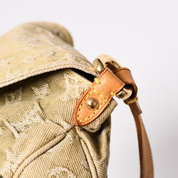 LOUIS VUITTON ルイヴィトン ミニ プリーティ ワンショルダーバッグ M95217 モノグラム デニム カーキ 美品 中古 4a004001