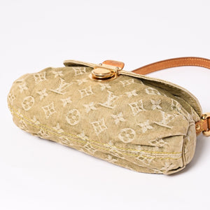 LOUIS VUITTON ルイヴィトン ミニ プリーティ ワンショルダーバッグ M95217 モノグラム デニム カーキ 美品 中古 4a004001