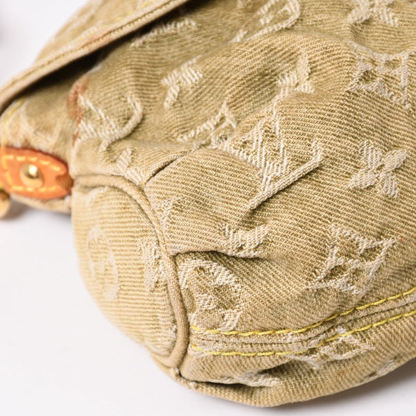 LOUIS VUITTON ルイヴィトン ミニ プリーティ ワンショルダーバッグ M95217 モノグラム デニム カーキ 美品 中古 4a004001