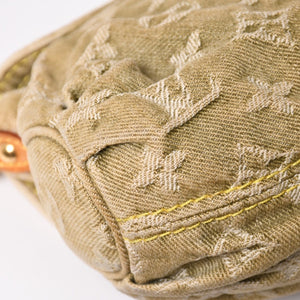LOUIS VUITTON ルイヴィトン ミニ プリーティ ワンショルダーバッグ M95217 モノグラム デニム カーキ 美品 中古 4a004001