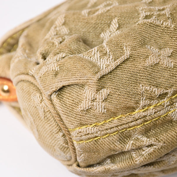 LOUIS VUITTON ルイヴィトン ミニ プリーティ ワンショルダーバッグ M95217 モノグラム デニム カーキ 美品 中古 4a004001