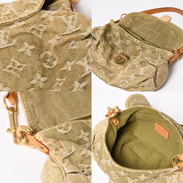 LOUIS VUITTON ルイヴィトン ミニ プリーティ ワンショルダーバッグ M95217 モノグラム デニム カーキ 美品 中古 4a004001