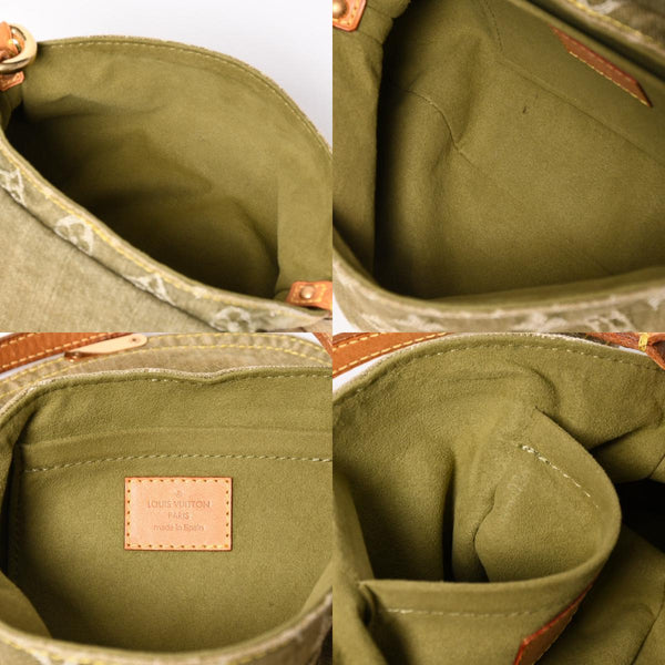 LOUIS VUITTON ルイヴィトン ミニ プリーティ ワンショルダーバッグ M95217 モノグラム デニム カーキ 美品 中古 4a004001