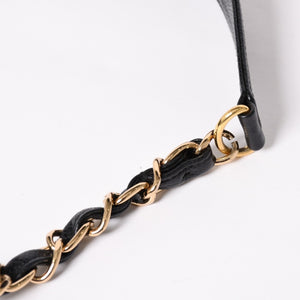 極美品 CHANEL シャネル チェーンショルダーバッグ マトラッセ キャビアスキン ココマーク ブラック ショルダーポーチ 7番台 A22476 中古 4a003712