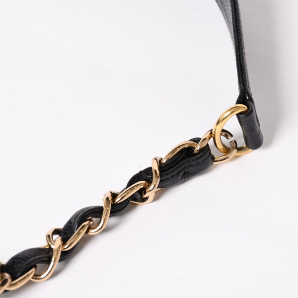 極美品 CHANEL シャネル チェーンショルダーバッグ マトラッセ キャビアスキン ココマーク ブラック ショルダーポーチ 7番台 A22476 中古 4a003712