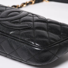 画像をギャラリービューアに読み込む, 極美品 CHANEL シャネル チェーンショルダーバッグ マトラッセ キャビアスキン ココマーク ブラック ショルダーポーチ 7番台 A22476 中古 4a003712