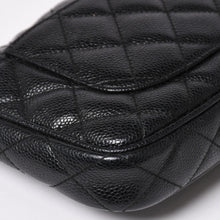 画像をギャラリービューアに読み込む, 極美品 CHANEL シャネル チェーンショルダーバッグ マトラッセ キャビアスキン ココマーク ブラック ショルダーポーチ 7番台 A22476 中古 4a003712