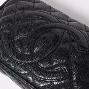 極美品 CHANEL シャネル チェーンショルダーバッグ マトラッセ キャビアスキン ココマーク ブラック ショルダーポーチ 7番台 A22476 中古 4a003712