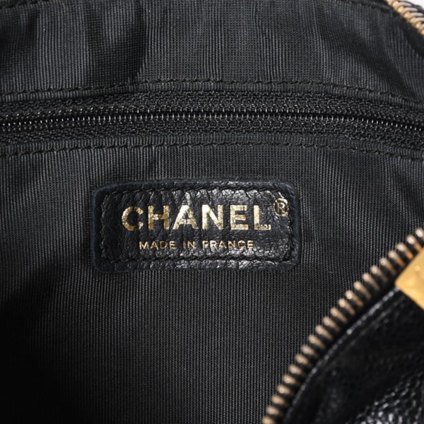 極美品 CHANEL シャネル チェーンショルダーバッグ マトラッセ キャビアスキン ココマーク ブラック ショルダーポーチ 7番台 A22476 中古 4a003712