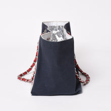 Load image into Gallery viewer, CHANEL シャネル No.5 ココマーク チェーントートバッグ A18644 ラムスキン キャンバス アルミ調 ナンバリング シルバー金具 編み込みチェーン 良品 中古 4a003678