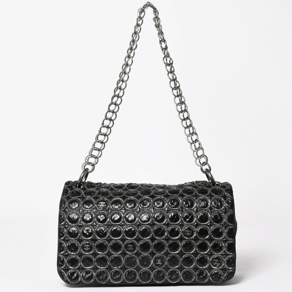CHANEL Chain shoulder bag No. 12 Patent leather Black Silver hardware Good used 4a003668