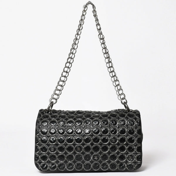 CHANEL Chain shoulder bag No. 12 Patent leather Black Silver hardware Good used 4a003668