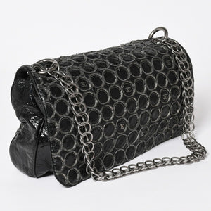 CHANEL Chain shoulder bag No. 12 Patent leather Black Silver hardware Good used 4a003668